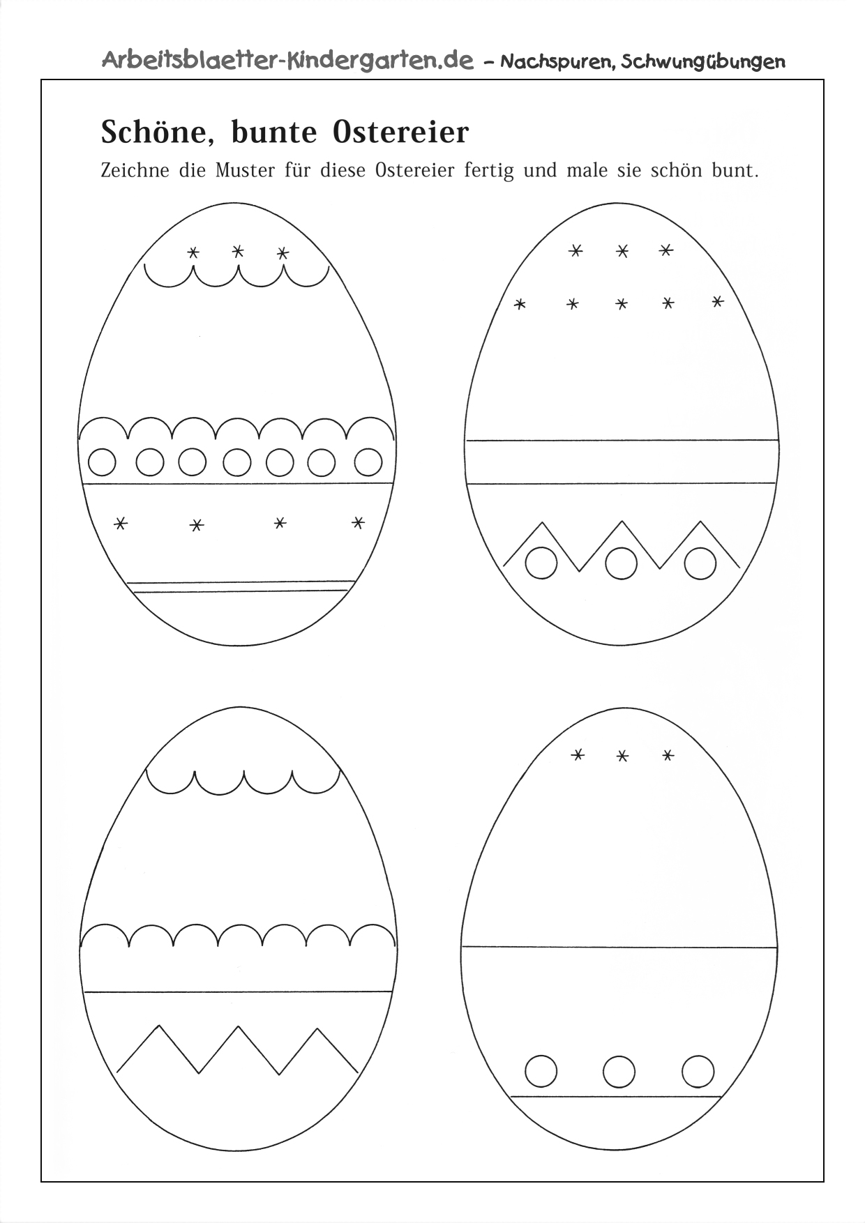 Arbeitsblatt Nachspuren - Ostereier anmalen