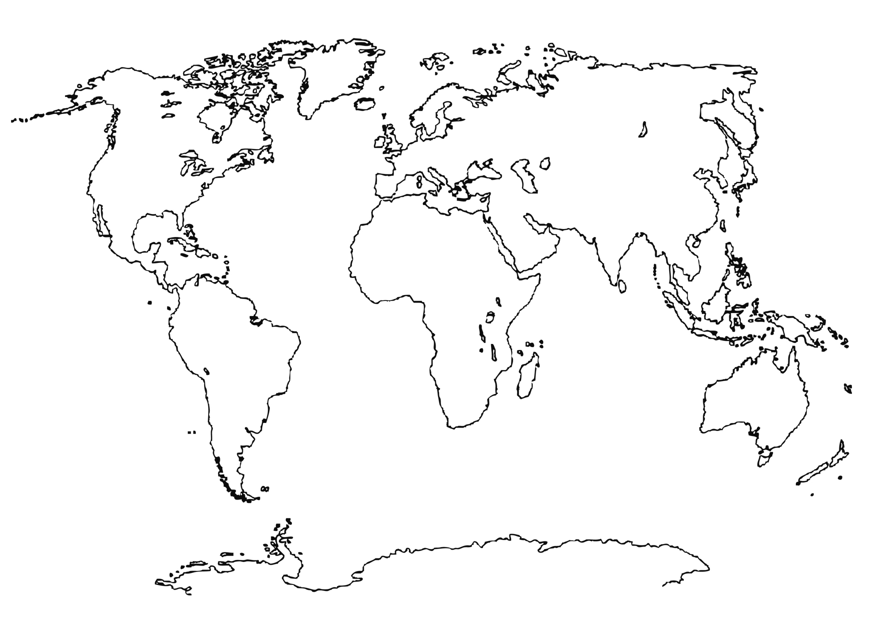 Kostenlose Malvorlage Weltkarte